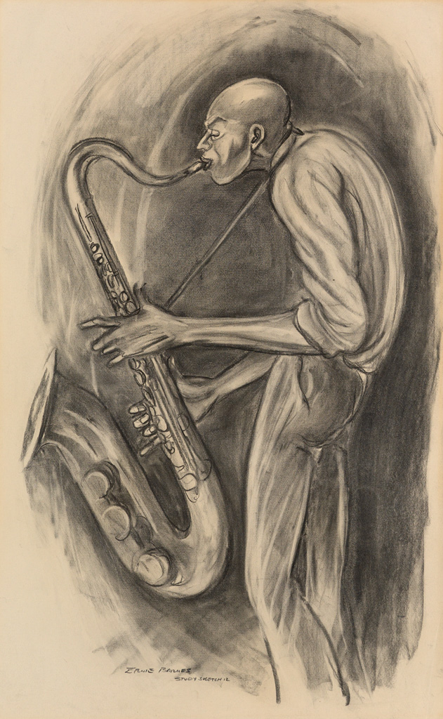 ERNIE BARNES (1938 - 2009) Study Sketch 12 (Sax Player).